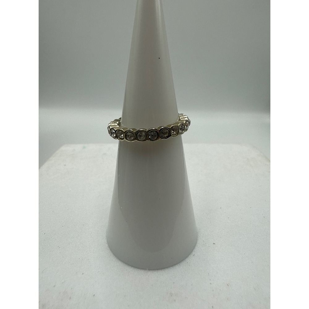 Ann Taylor Silver Tone Clear Crystal Scalloped Eternity Band Ring Size 5